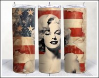 Retro American Girl Tumbler Sublimation Wrap Design 4th July Product Image 8