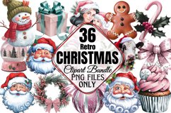 Retro Christmas Sublimation Clipart Bundle PNG Product Image 1