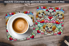 Dog Coaster Sublimation, Christmas Coaster PNG Design Product Image 1