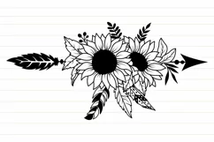 Boho Sunflower Arrow Svg, Sunflower Svg, Flower Svg Product Image 5