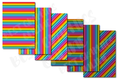 24 Rainbow Stripes Digital Papers Set, Unicorn Rainbow Paper Product Image 4