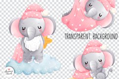 Sleeping baby elephant Clipart, baby girl clipart, baby girl Product Image 2