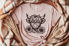 Highland Cow with Sunflowers SVG | Cute Farm Animal Cut File Product Image 4