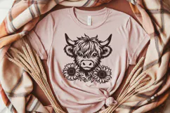 Highland Cow with Sunflowers SVG | Cute Farm Animal Cut File Product Image 4