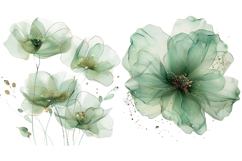 13 Green Watercolor Floral Clipart Bundle, Abstract Flowers Product Image 4