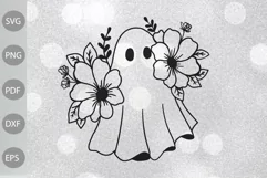 Boo with Flowers SVG Cut Files/ Halloween SVG Cut Files Product Image 1