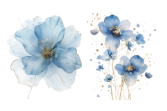 16 Blue Watercolor Floral Clipart Bundle, Abstract Flowers Product Image 4