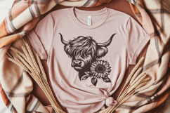 Highland Cow with Sunflowers SVG | Cute Farm Animal Cut File Product Image 4