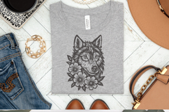 Wolf SVG with Flowers | Wolfs Laser Engraving Cut Files Product Image 5