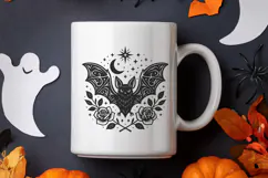 Gothic Bat with Moon and Roses SVG and PNG Clipart Product Image 3