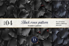Black Rose Petals Pattern digital papers | Roses pattern Product Image 1