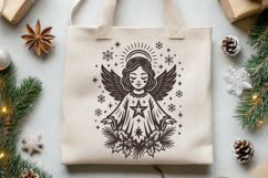 Christmas Angel SVG | Vintage Angel with Star and Snowflakes Product Image 3