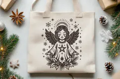Christmas Angel SVG | Vintage Angel with Star and Snowflakes Product Image 3
