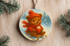 Christmas Ornaments Sublimation PNG | Cute Animals Designs Product Image 5