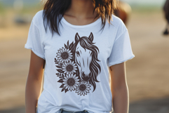 Floral Sunflower Horse Head SVG | Boho Western Line Art Product Image 3