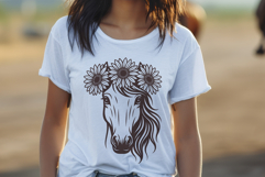 4 Floral Horse SVG Files | Sunflower Boho Line Art Designs Product Image 10