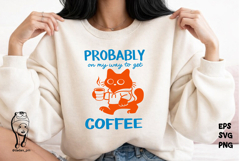 Funny Coffee Cat Hand-Drawn Png Svg Product Image 3