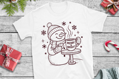 Cute Snowman SVG Cut Files| 4 Christmas Winter Line Art Product Image 9