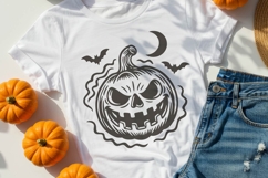 Vintage Halloween Pumpkin SVG | Jack O’Lantern with Bats PNG Product Image 3