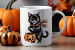 Halloween Black Cat Sublimation PNG | Cute Kitten Clipart Product Image 2