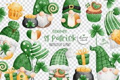 Watercolor St Patricks Gnomes Clipart, Gnome st patrick Product Image 3