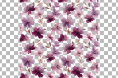 Delicate Sakura Flowers Purple Watercolor Seamless Pattern Product Image 10