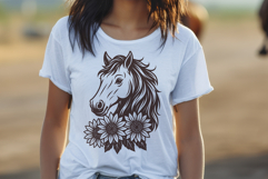 Floral Sunflower Horse SVG | Western Horse Head Design Product Image 3