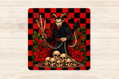 Gothic Christmas Coaster PNG | Krampus Skulls Plaid Product Image 4