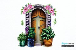 Flower Doors Watercolor PNG Clipart Product Image 1