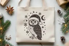 Christmas Owl SVG | Festive Owl in Santa Hat with Snowflakes Product Image 3