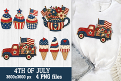 Patriotic Ice Cream &amp; Treats 4th of July Patchwork PNG Files Product Image 4