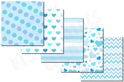 Light Blue Digital Papers Background Set, Light Blue pattern Product Image 4