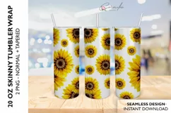 SEAMLESS Sunflower Tumbler Sublimation Design,20 OZ Skinny T Product Image 1