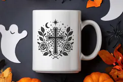 Gothic Cross with Roses Halloween SVG and PNG Clipart Product Image 3