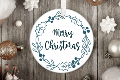 Christmas Wreath with Holly and Berries SVG Product Image 2