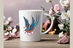 Animal love, bird in love, tattoo style, svg & sublim Product Image 3