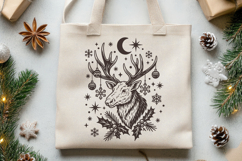 Christmas Moose SVG | Vintage Holiday Reindeer Head Clipart Product Image 2