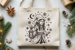 Gothic Christmas Elf SVG | Lantern and Snowflakes Design Product Image 2
