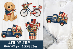 Patriotic Puppy &amp; Bike 4th of July Patchwork PNG Files Product Image 3