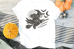 Vintage Halloween Witch SVG | Flying Witch on Broom PNG Product Image 3