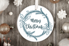 Christmas Wreath SVG | Holly Leaves and Pine Branch Frame Product Image 2