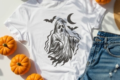 Vintage Halloween Ghost SVG | Retro Spooky Phantom with Moon Product Image 3