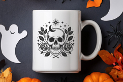 Gothic Skull with Roses Halloween SVG and PNG Clipart Product Image 2
