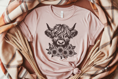 Highland Cow with Sunflowers SVG | Cute Farm Animal PNG File Product Image 4