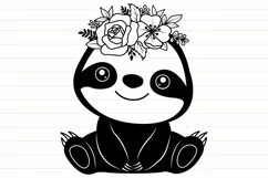 Cute Baby Sloth with Flower Svg, Sloth Svg, Flower Animal Product Image 6