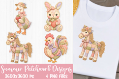 Summer Patchwork Farm Animal Sublimation Designs PNG Product Image 4