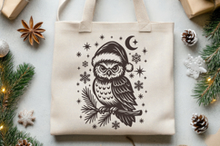 Gothic Christmas Owl SVG | Vintage Santa Hat Owl Cut File Product Image 3