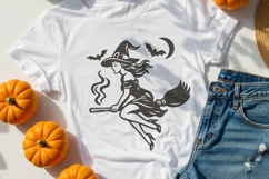 Vintage Halloween Witch SVG | Flying Witch on Broom PNG Product Image 3