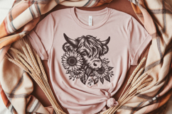Highland Cow with Sunflowers SVG | Cute Farm Animal PNG File Product Image 5