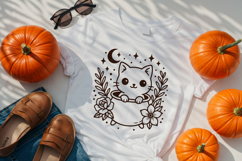 Kawaii Halloween Cat in Cauldron SVG Cut File | PNG Clipart Product Image 2